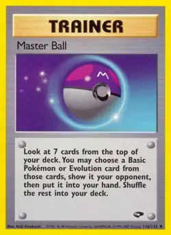 Master Ball - 116/132 - Pokemon Gym Challenge Unlimited Card WOTC LP - Image 1
