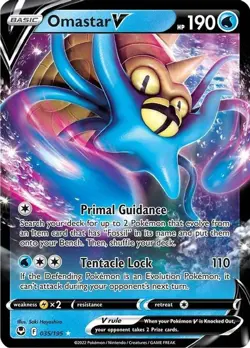 Omastar V - 035/195 - Pokemon Silver Tempest Sword & Shield Ultra Rare Card NM - Image 1