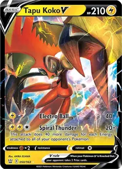 Tapu Koko V - 050/163 - Pokemon Battle Styles Sword & Shield Ultra Rare Card NM - Image 1