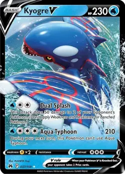 Kyogre V - 037/159 - Pokemon Crown Zenith Sword & Shield Ultra Rare Card NM - Image 1