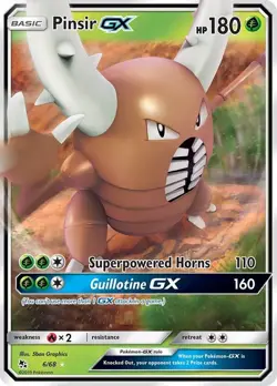 Pinsir GX - 6/68 - Pokemon Hidden Fates Sun & Moon Ultra Rare Card NM - Image 1