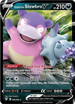 Galarian Slowbro V - 099/189 - Pokemon Darkness Ablaze Sword Shield Rare Card NM - Image 1
