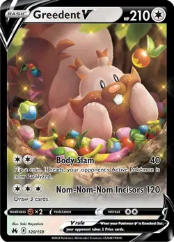 Greedent V - 120/159 - Pokemon Crown Zenith Sword & Shield Ultra Rare Card NM - Image 1