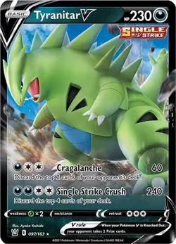 Tyranitar V - 097/163 - Pokemon Battle Styles Sword & Shield Ultra Rare Card NM - Image 1