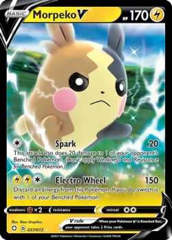 Morpeko V - 037/072 - Pokemon Shining Fates Sword & Shield Ultra Rare Card NM - Image 1