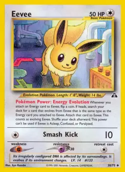 Eevee - 38/75 - Pokemon Neo Discovery Unlimited Card WOTC HP - Image 1
