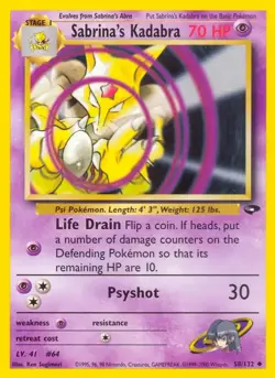 Sabrina's Kadabra - 58/132 - Pokemon Gym Challenge Unlimited Card WOTC HP - Image 1