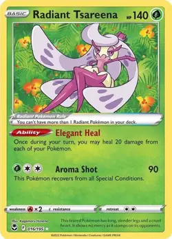 Radiant Tsareena - 016/195 - Pokemon Silver Tempest Radiant Rare Card NM - Image 1