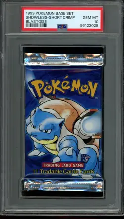 PSA 10 GEM MINT Pokemon Shadowless Base Set Pack Short Crimp Blastoise 1999 - Image 1