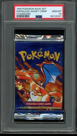 PSA 10 GEM MINT Pokemon Shadowless Base Set Pack Short Crimp Charizard 1999 - Image 1