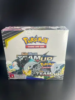 Team Up Booster Box Pokemon 36 Packs NEW SEALED! w/ Acrylic Case - Image 1