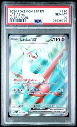 PSA 10 Latias EX 220/191 Surging Sparks Pokemon Full Art Ultra Rare Holo Card - Image 1