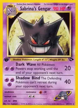 Sabrina's Gengar - 29/132 - Pokemon Gym Challenge 1st Edition Rare Card WOTC NM - Image 1