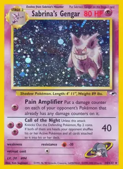 Sabrina's Gengar - 14/132 - Pokemon Gym Heroes Unlimited Holo Rare Card WOTC NM - Image 1