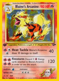 Blaine's Arcanine - 1/132 - Pokemon Gym Challenge 1st Edition Holo Rare Card LP - Image 1
