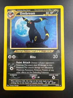 Umbreon - 13/75 - Pokemon Neo Discovery Unlimited Holo Rare Card WOTC LP - Image 1