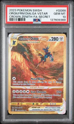 2023 POKEMON SWSH CROWN ZENITH #GG68 FULL ART/ORIGIN FORME DIALGA VSTAR PSA 10 - Image 1