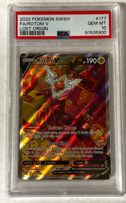 Rotom V Full Art PSA 10 GEM MT 2022 Pokemon SWSH Lost Origin #177/196 - Image 1