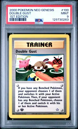 2000 POKEMON NEO GENESIS 1ST ED #100 DOUBLE GUST PSA 9 - Image 1