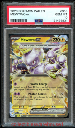 Pokemon Paradox Rift Mewtwo ex 058 PSA 10 - Image 1