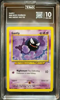 2002 Pokemon Gastly Neo Destiny - Unlimited 65/105 TAG 10 Gem Mint Rare - Image 1