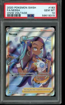 PSA 10 GEM MINT Pokemon Nessa Vivid Voltage Full Art 183/185 - Image 1