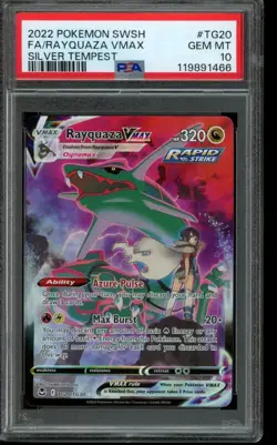 PSA 10 GEM MINT Pokemon Rayquaza VMAX Silver Tempest Full Art TG20/TG30 - Image 1