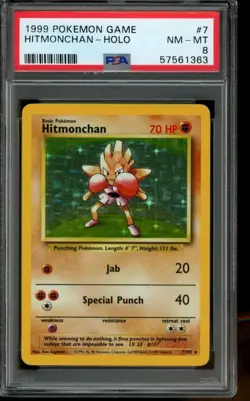 PSA 8 NM-MT Pokemon Hitmonchan Base Set Holo 7/102 - Image 1