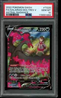 PSA 10 GEM MINT Pokemon Galarian Moltres V Astral Radiance Full Art TG20/TG30 - Image 1