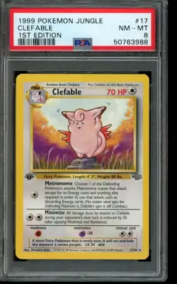 PSA 8 NM-MT Pokemon Clefable Jungle 1st Edition 17/64 - Image 1