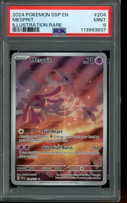 PSA 9 MINT Pokemon Mesprit Surging Sparks Illustration Rare 204/191 - Image 1