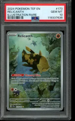 PSA 10 GEM MINT Pokemon Relicanth Temporal Forces Illustration Rare 173/162 - Image 1