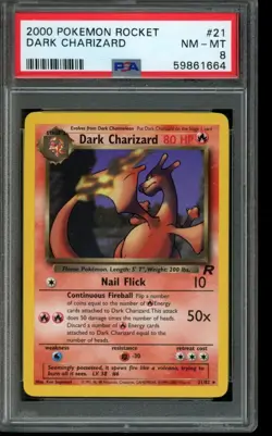 PSA 8 NM-MT Pokemon Dark Charizard Team Rocket 21/82 - Image 1