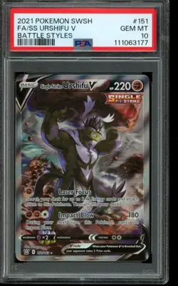 PSA 10 GEM MINT Pokemon Urshifu V Battle Styles Full Art 151/163 - Image 1