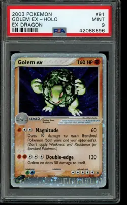 PSA 9 MINT Pokemon Golem EX EX Dragon Holo 91/97 - Image 1