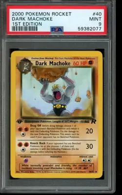 PSA 9 MINT Pokemon Dark Machoke Team Rocket 1st Edition 40/82 - Image 1