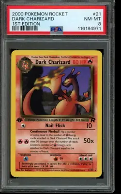 PSA 8 NM-MT Pokemon Dark Charizard Team Rocket 1st Edition 21/82 - Image 1