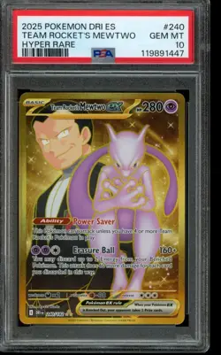 PSA 10 GEM MINT Pokemon Team Rocket’s Mewtwo EX Destined Rivals Hyper 240/182 - Image 1