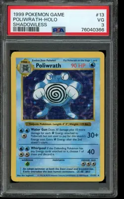 PSA 3 VG Pokemon Poliwrath Base Set Shadowless Holo 13/102 - Image 1
