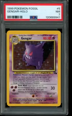 PSA 7 NM Pokemon Gengar Fossil Holo 5/62 - Image 1