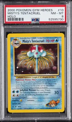 2000 POKEMON GYM HEROES HOLO #10 MISTY'S TENTACRUEL PSA 8 - Image 1