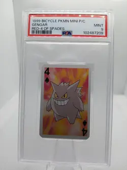 1999 BICYCLE MINI POKEMON GENGAR PSA 9 MINT NINTENDO RED 4 OF SPADES CARD GAME - Image 1