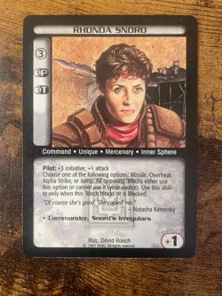 Battletech CCG TCG Card Rare Mercenaries Rhonda Snord - Image 1