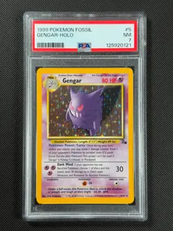 PSA 7 Gengar 5/62 HOLO Pokemon Card WOTC Fossil Rare Holo NM - Image 1