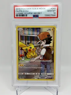 PSA 10 Pikachu Secret 241/236 Sun Moon Cosmic Eclipse Pokemon Card PSA 10 - Image 1