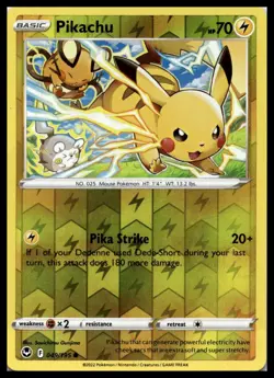 Pikachu 049/195 Silver Tempest Reverse Holo Pokemon Card | LP - Image 1