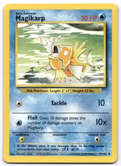 Magikarp 035/102 Base Set Pokemon Card Vintage WOTC | LP - Image 1