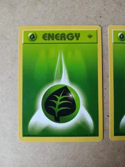 Pokemon TCG Grass Energy 99/102 1st Edition 2x Card Lot LP to MP Condition - Image 2