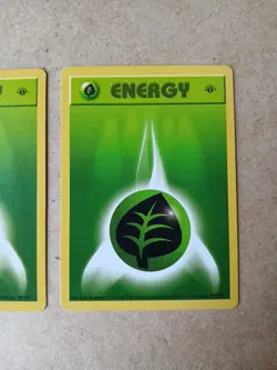 Pokemon TCG Grass Energy 99/102 1st Edition 2x Card Lot LP to MP Condition - Image 3
