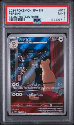 2024 POKEMON SFA EN-SHROUDED FABLE ILLUSTRATION RARE #078 PERSIAN PSA 9 - Image 1